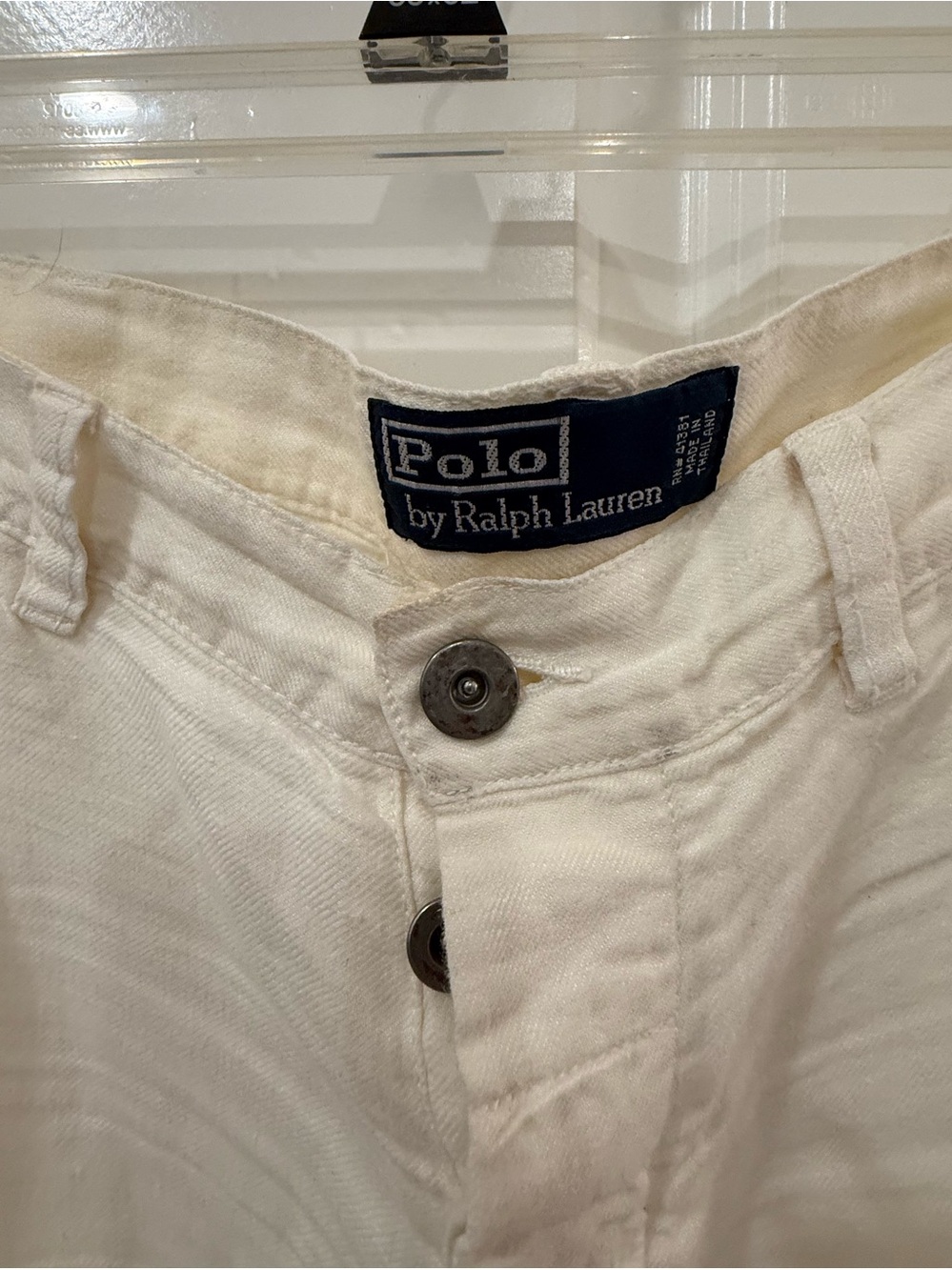 Polo by Ralph Lauren white linen Button-Fly painter pants - Picture 3 of 10